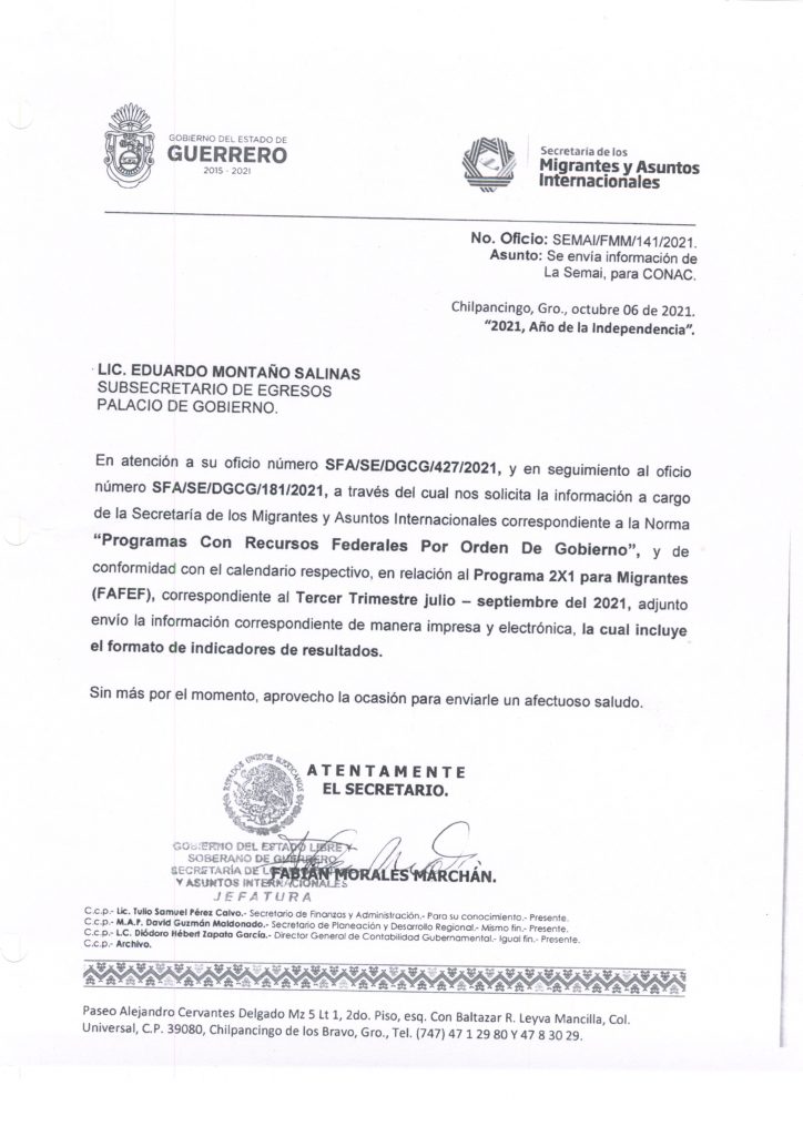 INFORME TRIMESTRAL FAFEF 2021 (3er. TRIMESTRE) | Gobierno del Estado de ...