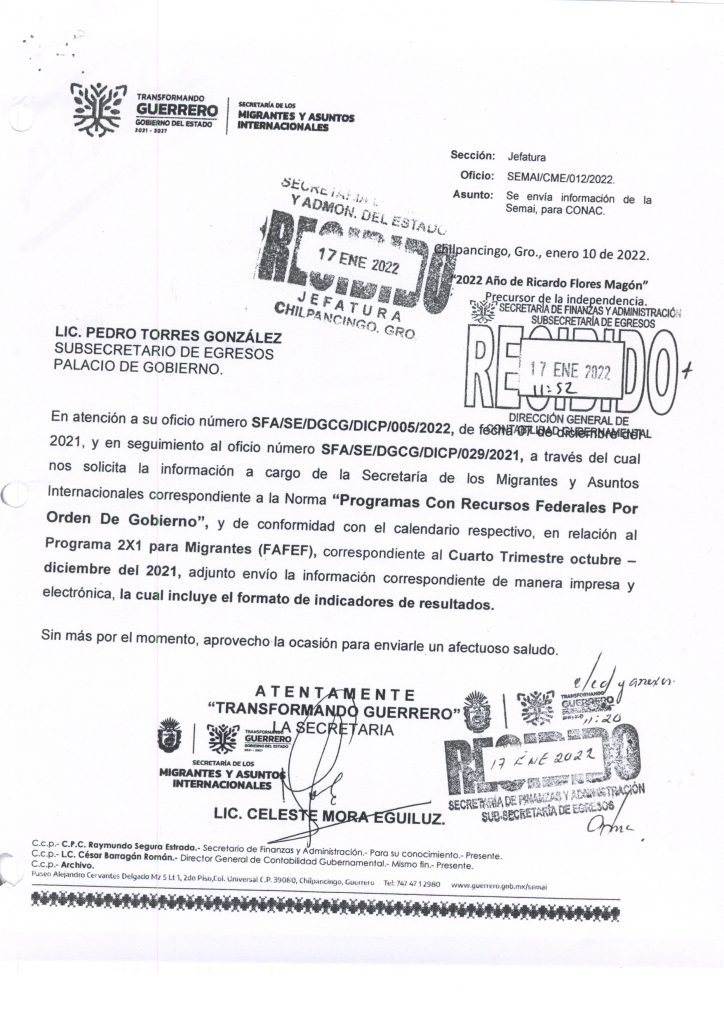 INFORME TRIMESTRAL FAFEF 2021 (4o. TRIMESTRE) | Gobierno del Estado de ...