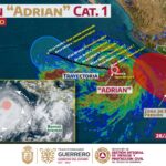 Tormenta tropical “Adrián” se intensificó a Huracán categoría uno
