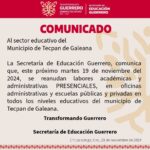 Se reanudarán clases presenciales en Tecpan y se dialoga para el regresó presencial con docentes en Cuajinicuilapa: titular de la SEG