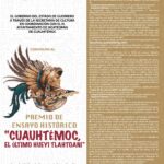 1er Premio de Ensayo Histórico ”CUAUHTÉMOC, EL ÚLTIMO HUEYI TLAHTOANI”
