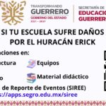 Convoca SEG a reportar afectaciones en planteles por huracán Erick