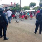 Elementos de la Policía Estatal, en el marco de la conmemoración del Día Internacional de los Afrodescendientes