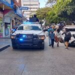 Operativo de vigilancia durante las actividades del Teatro del Pueblo, en el Zócalo de Chilpancingo