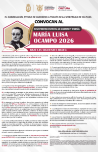 XXVI Premio Estatal de Cuento y Poesía María Luisa Ocampo 2026