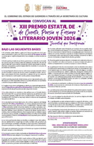 XIII Premio Estatal de Cuento, Poesía y Ensayo Literario Joven “Juventud que Transforma”