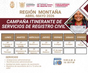 El gobierno del estado acerca los servicios del Registro Civil a la Montaña con campaña itinerante