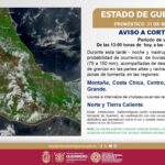 Se pronostican lluvias fuertes con puntuales intensas para las próximas horas en Guerrero