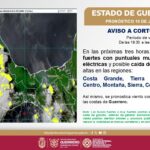Protección Civil Guerrero emite aviso por lluvias fuertes y actividad eléctrica en gran parte del estado